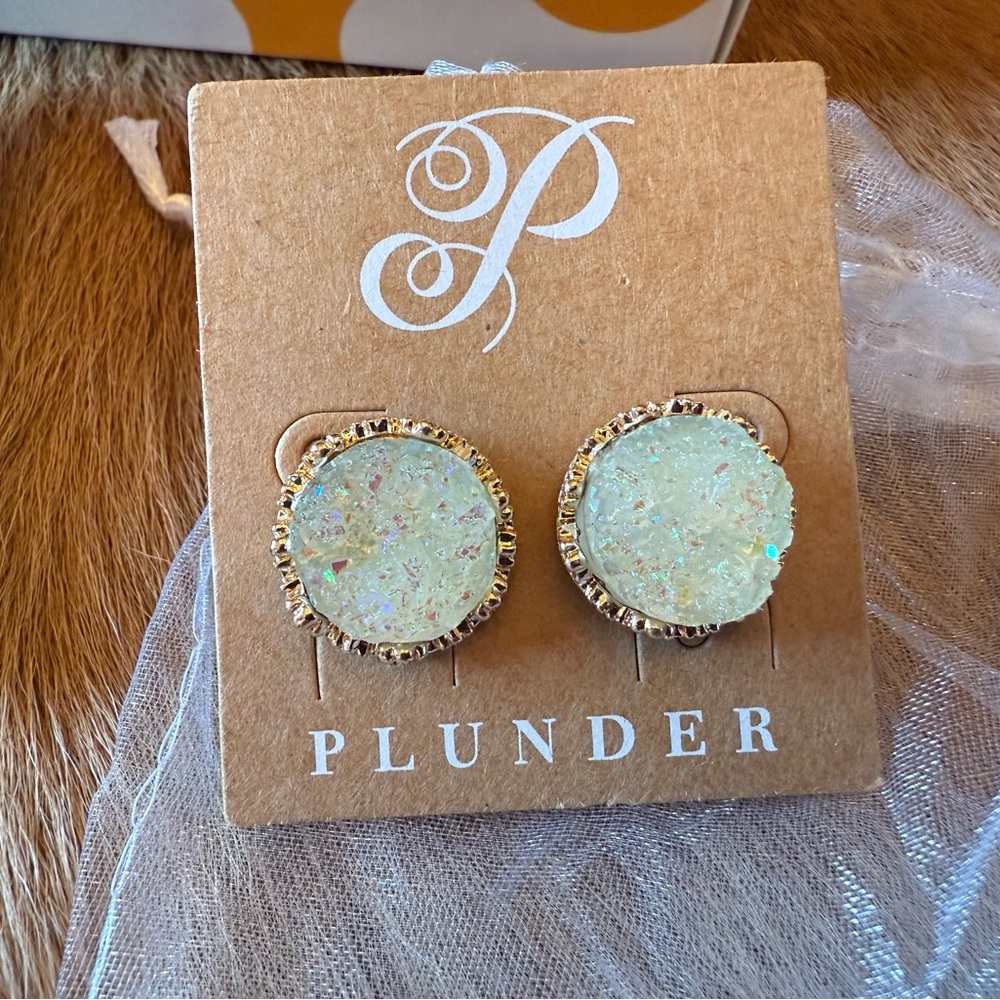 Plunder Gold Stud Earrings with Textured Design